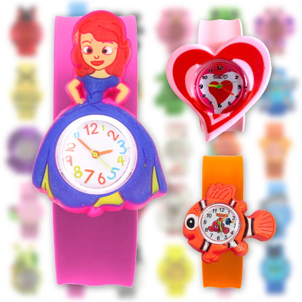 30 Cartoon Styles Children Watches Colorful Bend Slap Strap Kids Watch Girl Boy Christmas Party Gift Clock Random Style Send