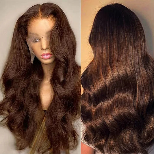 220 Density Reddish Brown 13x6 Hd Lace Front Wigs Human Hair 13x4 Body Wave Colored Lace Frontal Wig 30 Inch Chocolate Borwn Wig