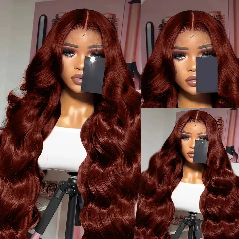 220 Density Reddish Brown 13x6 Hd Lace Front Wigs Human Hair 13x4 Body Wave Colored Lace Frontal Wig 30 Inch Chocolate Borwn Wig