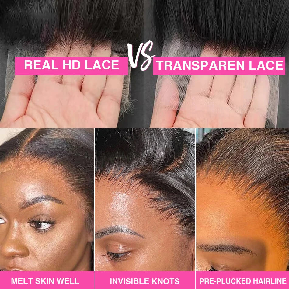 13x4 Transparent Lace Closure Straight Hair Short Bob Wig Remy Brazilian 220% Human Hair #Natural Black Color Wigs For Women