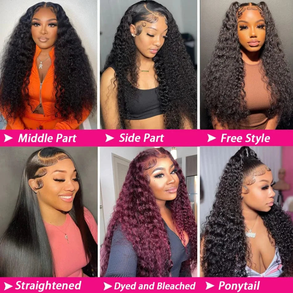Deep Wave Lace Frontal Wigs Human Hair 220 Density 30 32 Inch Hd Lace Front Wigs Curly Brazilian For Black Women With Baby Hair